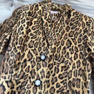 Vintage C’est Commeça Leopard Print Faux Fur Blazer Jacket Size 40 (US Medium)